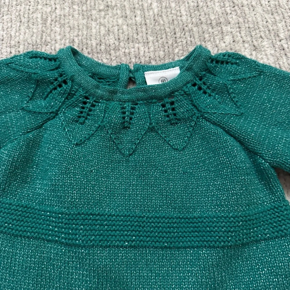 Hanna Andersson Green Metallic Knit‎ Dress Size 60 (3–6M)